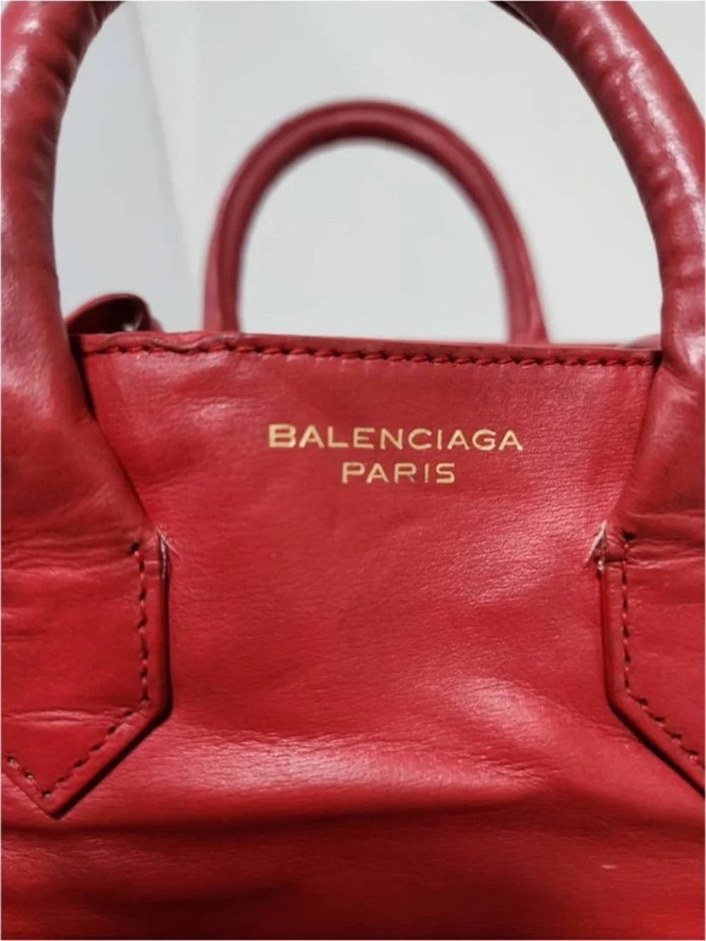 Authentic Balenciaga Leather Padlock Mini All Afternoon Tote Red